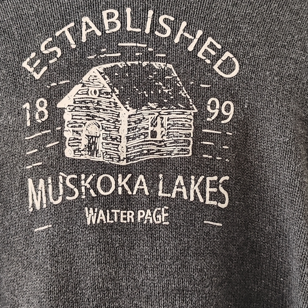 BRUZER Gray Muskoka Lakes Cotton Hoodie Size Medium - Picture 4 of 6